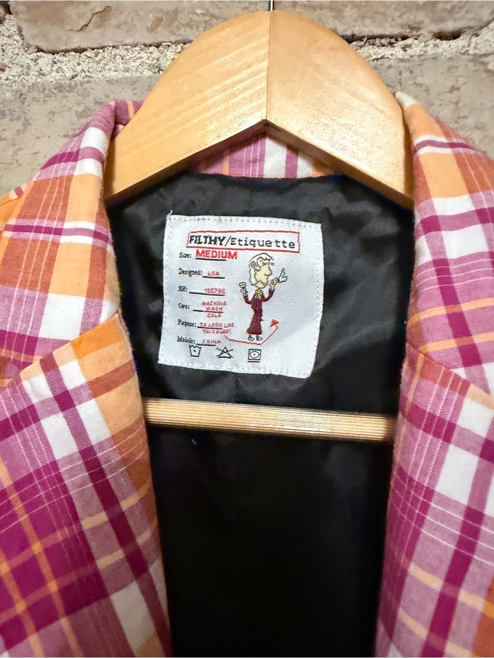 Colorblock Plaid Men's Vest in Orange & Pink - Unbranded - Picture 2 of 4